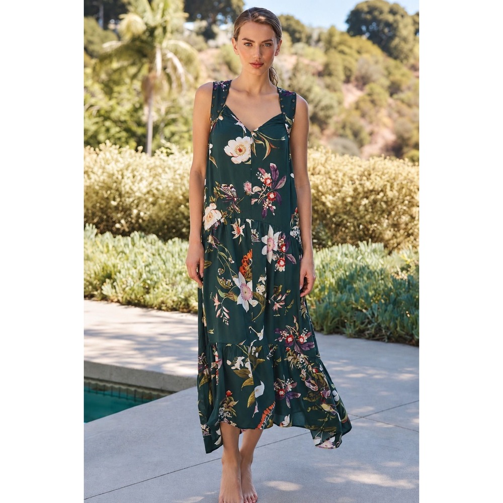 Anthropologie Studded Harness Midi Dress